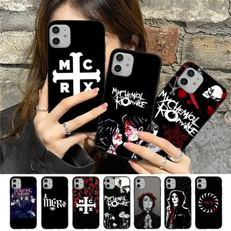 

FHNBLJ My Chemical Romance Phone Case for iPhone 11 12 13 Mini Pro Max 8 7 6 6S Plus X 5 SE 2020 XR XS Funda Case