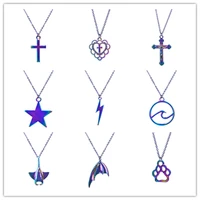 10pcslot heart cross jesus pentagram lightning fishtail paw shell earth rainbow color alloy charms pendant for necklace making