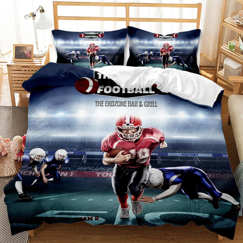 

Rugby Sports Duvet Cover Set, American Football Bedding Set Football Sports Themed Comforter Cover Polyester Quilt Cover Queen