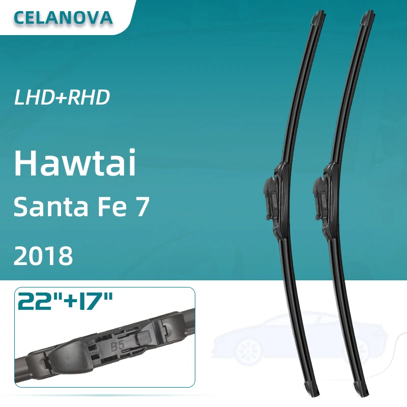 Фото Лезвия очистителей лобового стекла автомобиля для Hawtai Santa Fe 7 2018 22 ”+ 17” бескаркасные резиновые стеклоочистители №1