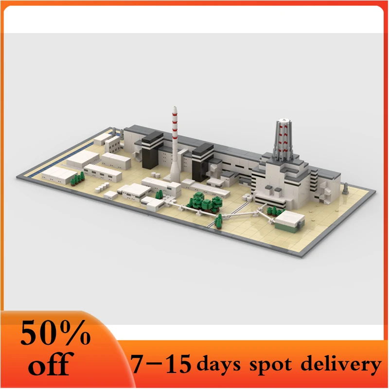 

New 1488PCS Chernobyl Power Plant Model Moc Building Blocks Diy Assemble Bricks Architecture Series Display Toys Children Gifts