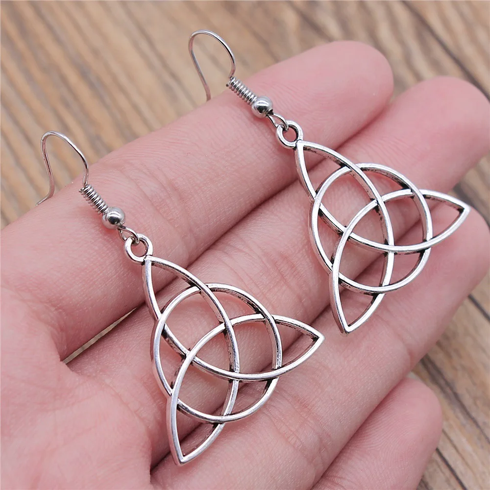Серьги-подвески Triquetra с символом женские Винтажные висячие серьги модные