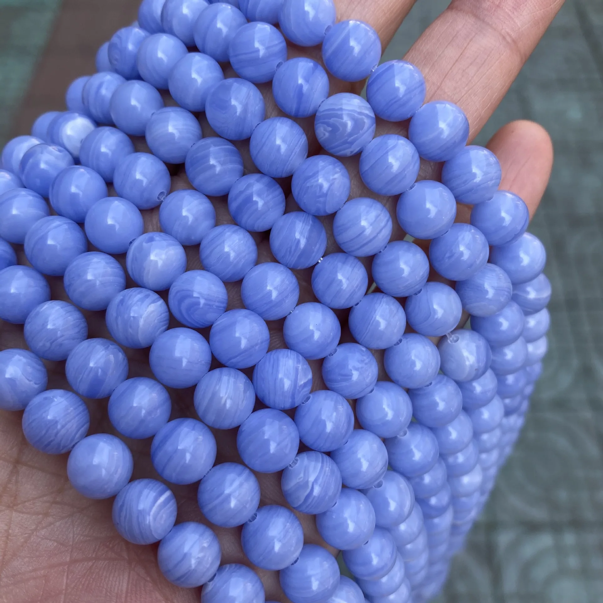 

Синие Бусины из агата, круглые бусины россыпью, ювелирные аксессуары, синтетические полосатые бусины