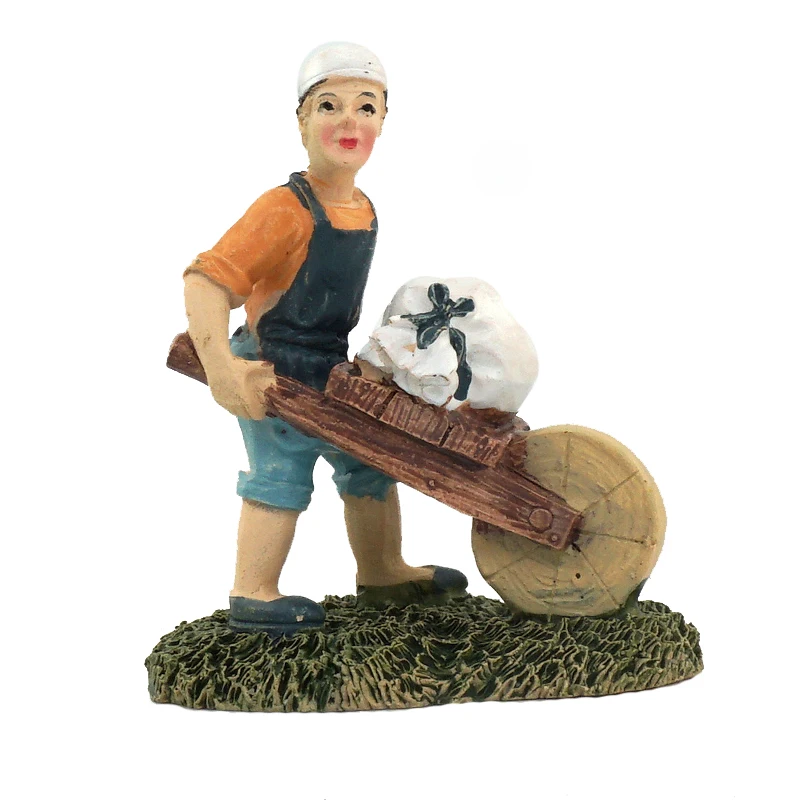resin figure mental psychological sand table game box court therapy  wheelbarrow porter professional figure  working man