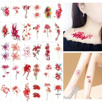 new long lasting leg body art waterproof black rose butterfly design temporary decal 3d body tattoo sticker cover scars