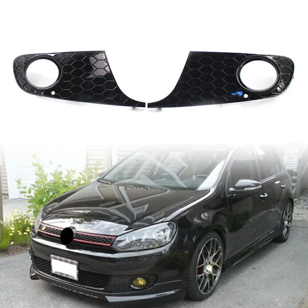 

2x ABS Honeycomb Front Bumper Fog Light Cover for VW Golf 6 MK6 Non-GTI 2009-13