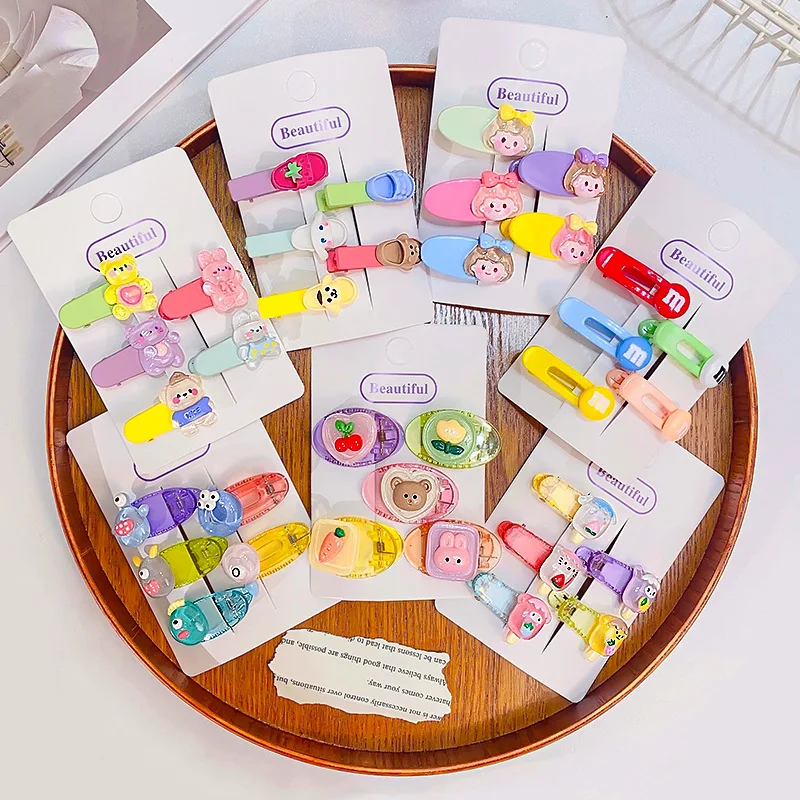 

Заколки для волос для девочек, пластиковые, прозрачные, с героями мультфильмов, боковые зажимы, 5 шт./набор