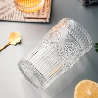 glass cup golden edge sunflower drinking cups juice cup milk cup whiskey glass good looking drinkwaretransparent