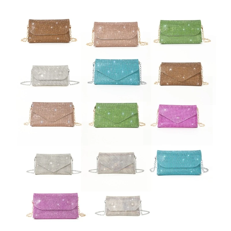 

Women Handbag Glitter Evening Bag Party Bridal Clutch Prom Wedding Purse Shoulder Crossbody Bags Detachable Chain 066F