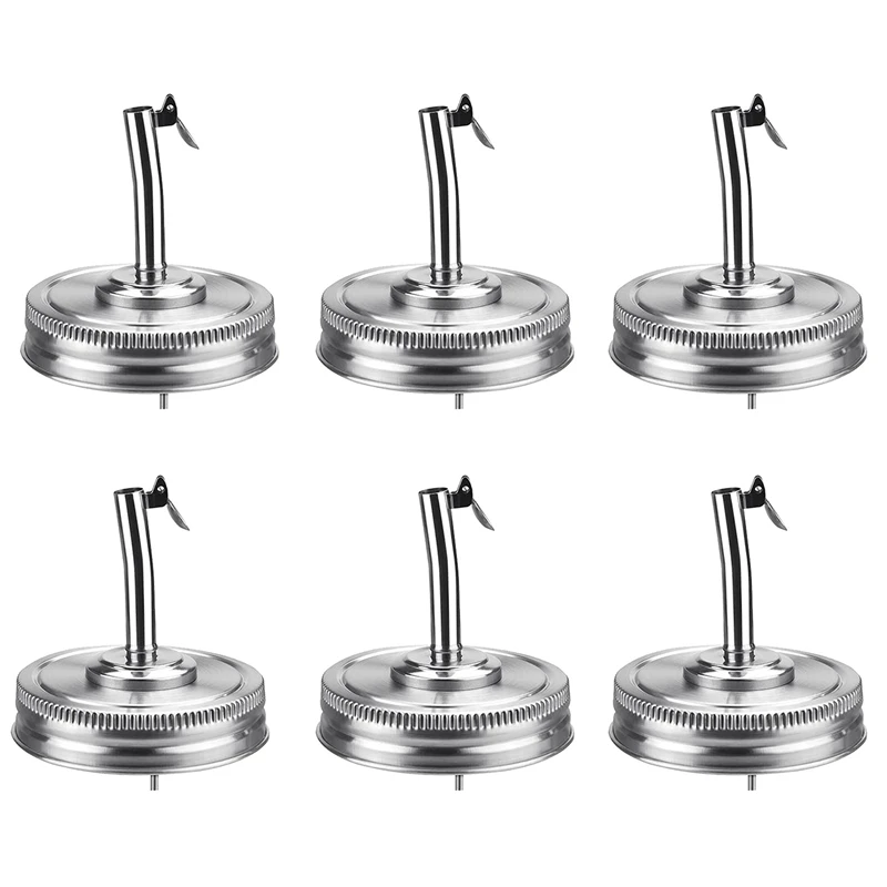 

6 PCS Mason Jar Pour Spout Lids Oil Infusion Lids 70Mm Regular Mouth Bottle Cap Cover Oil Pour Spout Dispenser With Caps