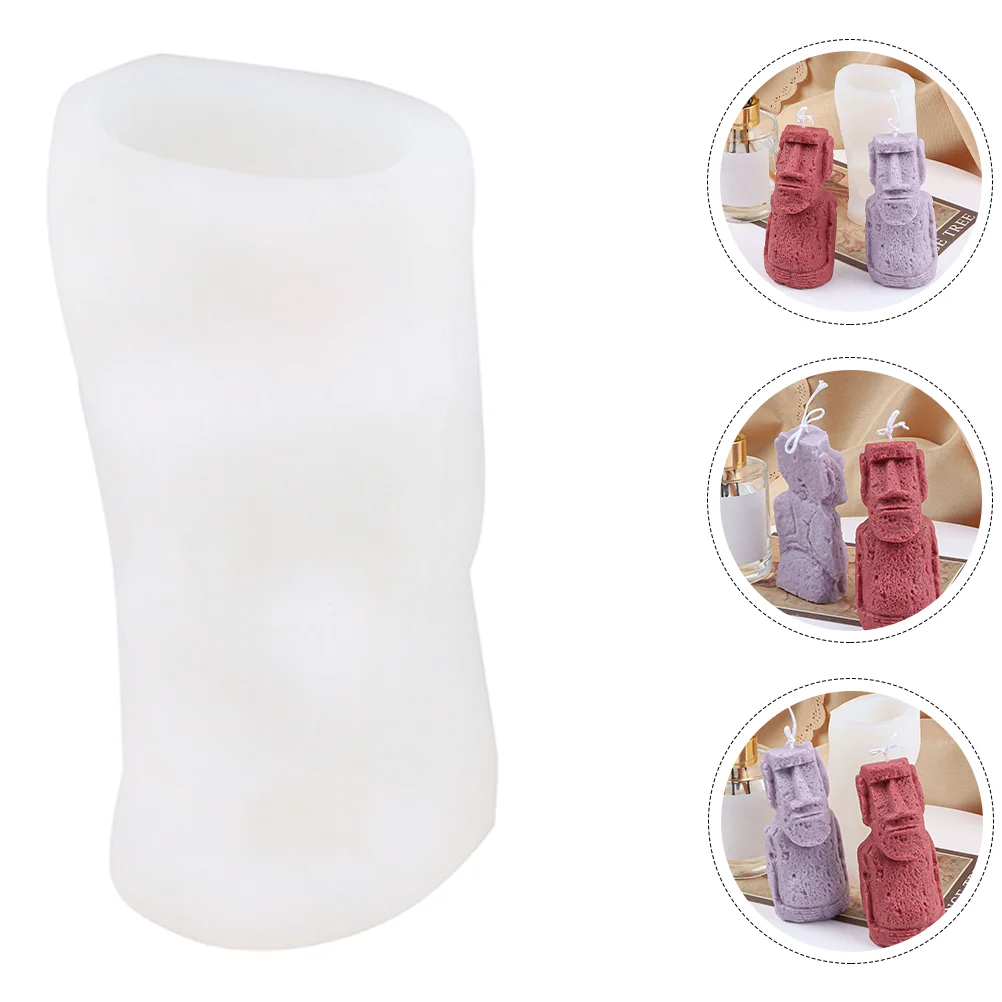 

Molds Silicone Easter Moai Head Island Statue Making Moulds Planter Soap Baking Tray Cake Ice Casting Cube Cooking Round