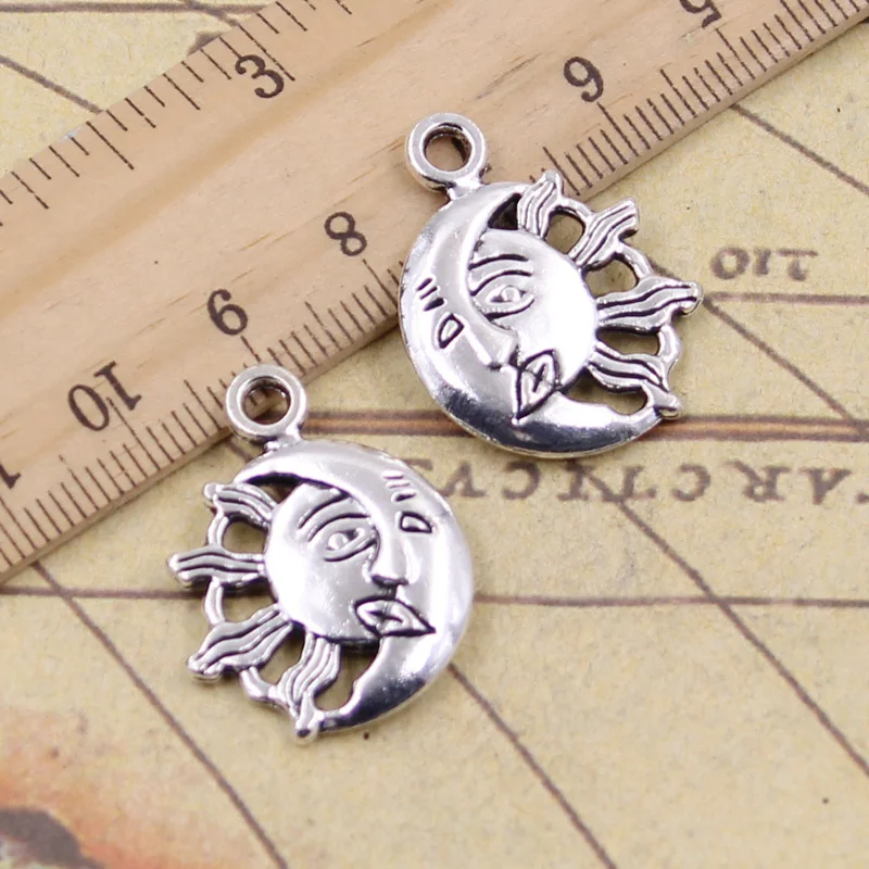 

10pcs Charms Moon Sun Face 26x20mm Tibetan Silver Color Pendants Antique Jewelry Making DIY Handmade Craft