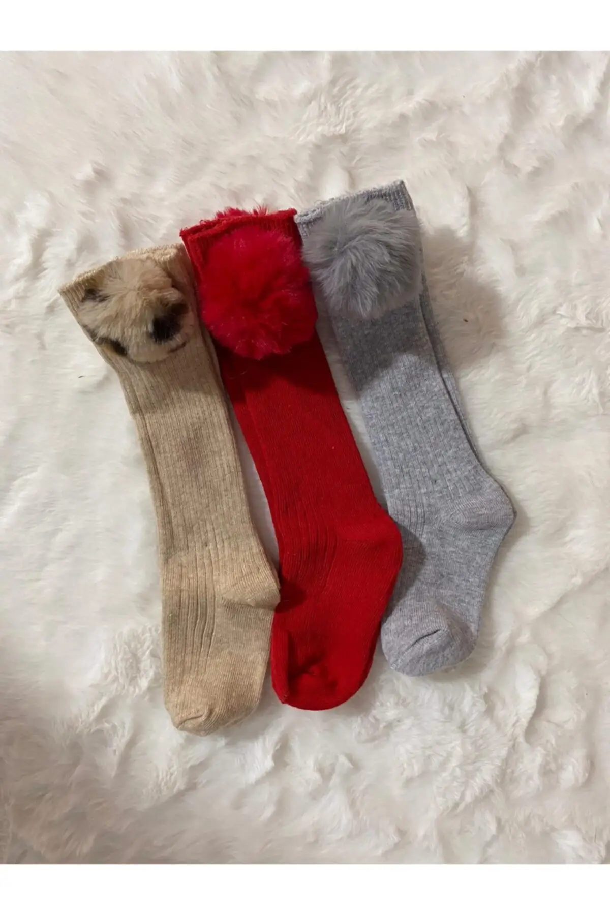 

3-piece bamboo knee socks-up cotton-elastic cotton-elastic multi-colored applique yarn dyed medium socks