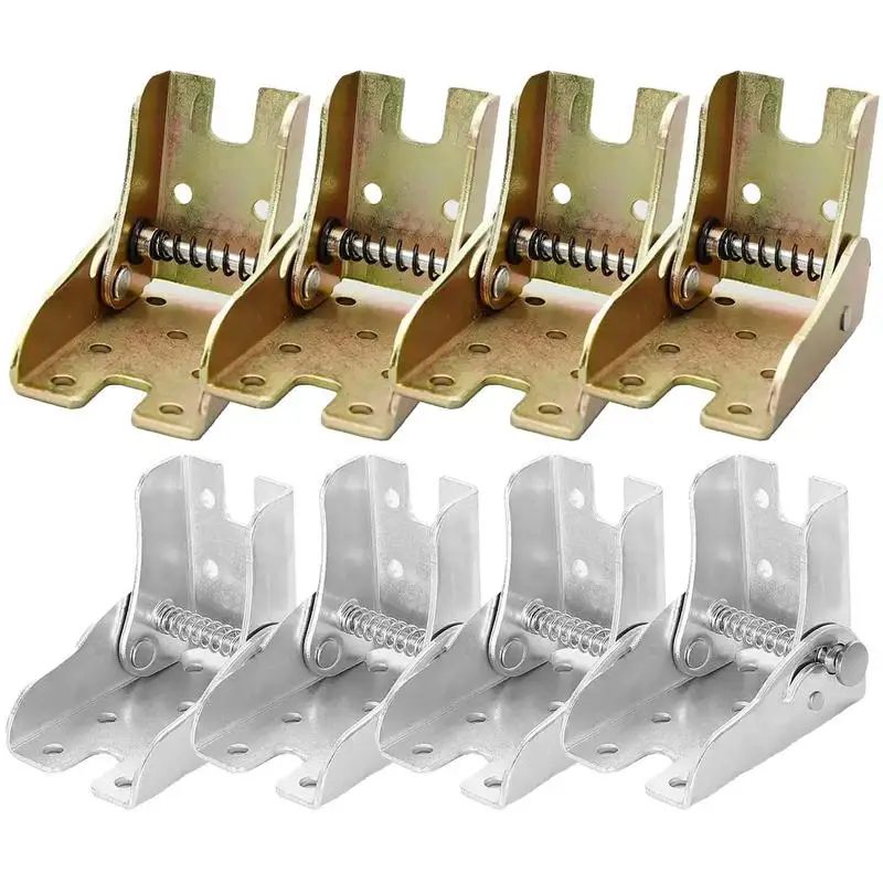 

4PCS Self Locking Hinge Leg Fittings Bracket Support Folding Bracket Iron Folding Lock Extension Table Bed Leg Feet Hinge