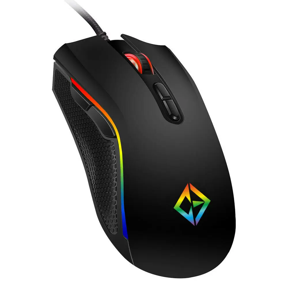 

Combrite USB Wired Gaming Mouse Rainbow RGB LED Programmable 7 Button Mice Gamer