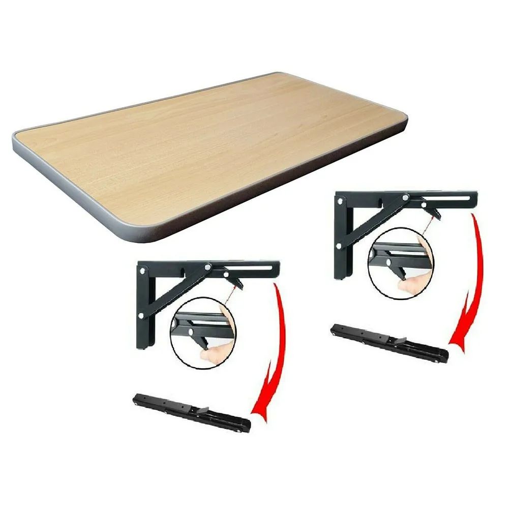 

For Tables Folding Bracket Scaffold Board Caravan Motorhome Shelf Stainless Steel Table 200 X 106mm Black+Finish