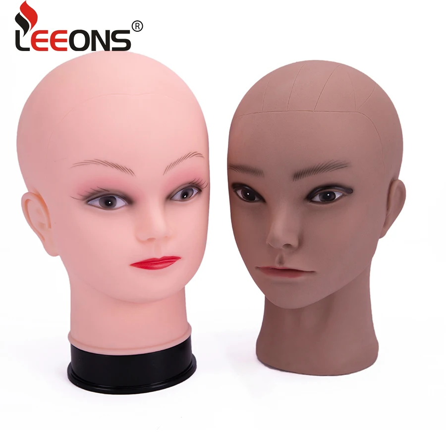 

Женский манекен головы лысая с подставкой держатель Афро-американский темно-коричневый цвет для укладки волос парик для изготовления шляп...