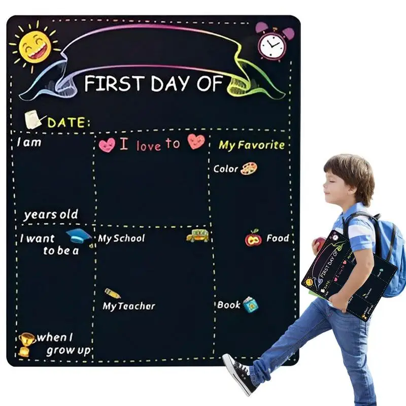 

First Day Of School Board Double-Sided Back To School Signs Reusable 10 X 12 Inch 1St Day Of School Chalkboard Sign Back To