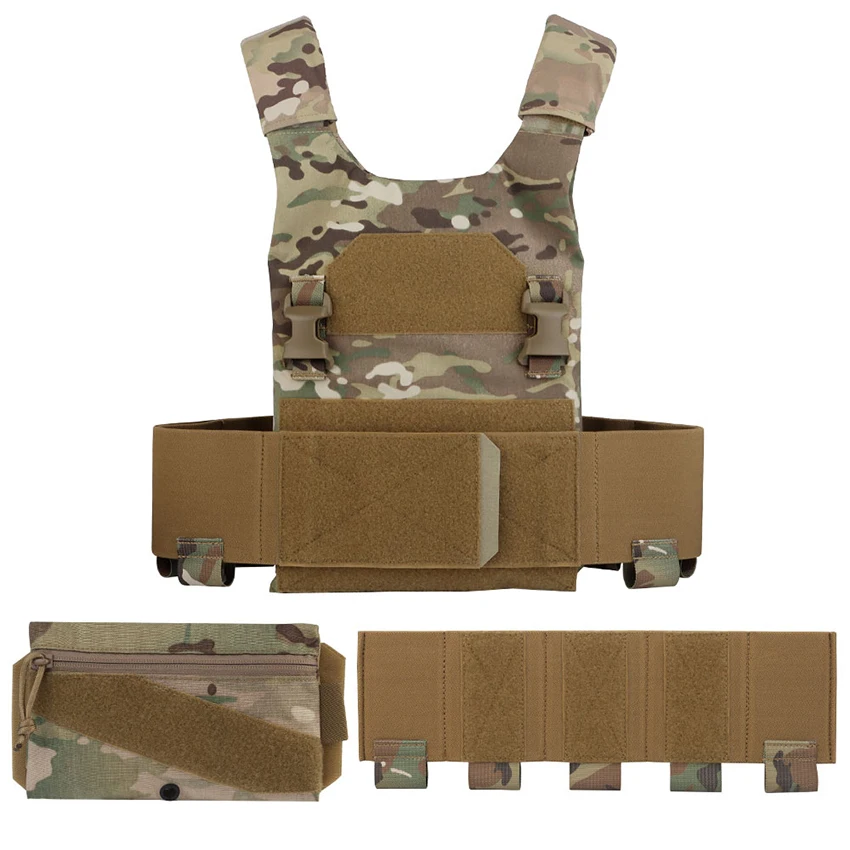 

Lightweight Tactical Vest Plate Carrier Set With Triple Magazine Clip Elastic Pouch Candy Storage Military Bag 2.5CM Buckle