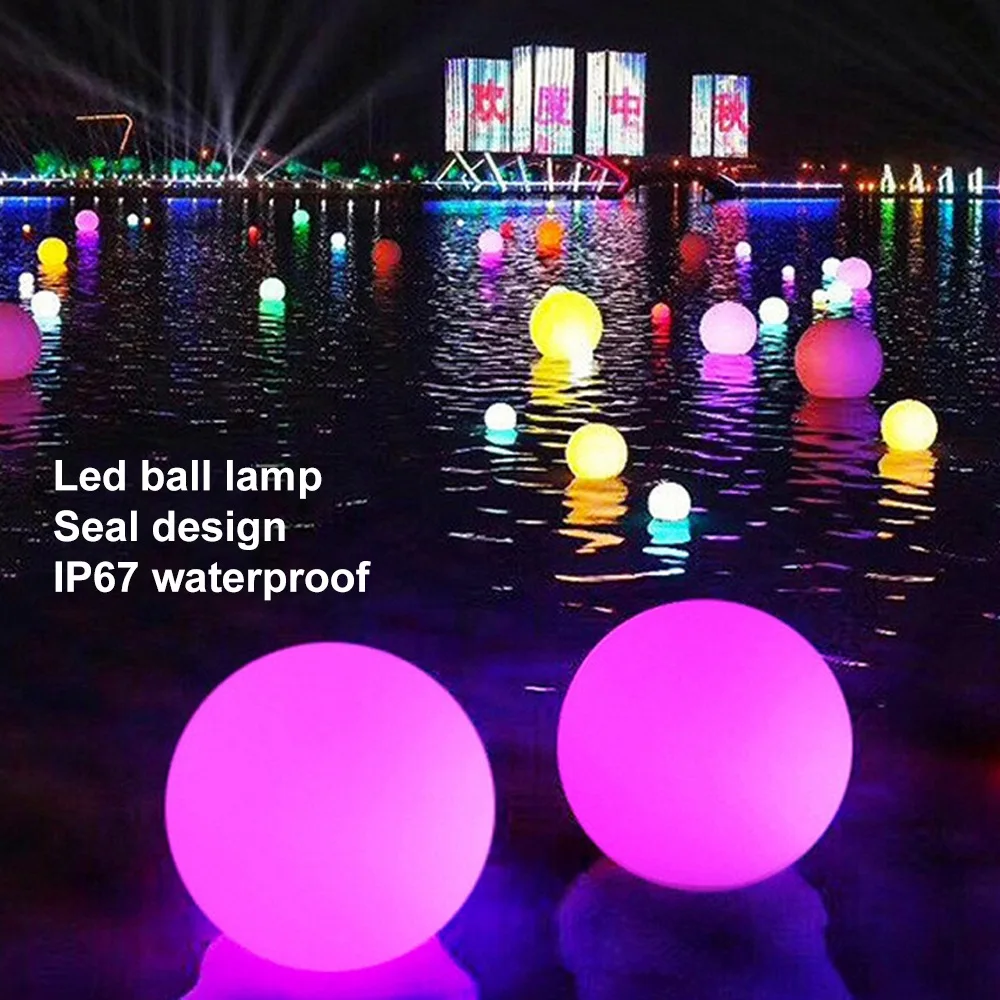 

Swimming Pool Floating Ball Light Waterproof Plastic LED Pool Light Remote Control Color Changing Lamp Outdoor Child Toy Light