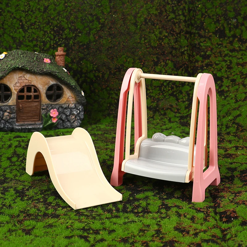 

1Set Miniatures Dollhouse Furniture Football Swings Slides Rocking Horse Model 1/12 Dolls House Amusement Park Scene Accessories