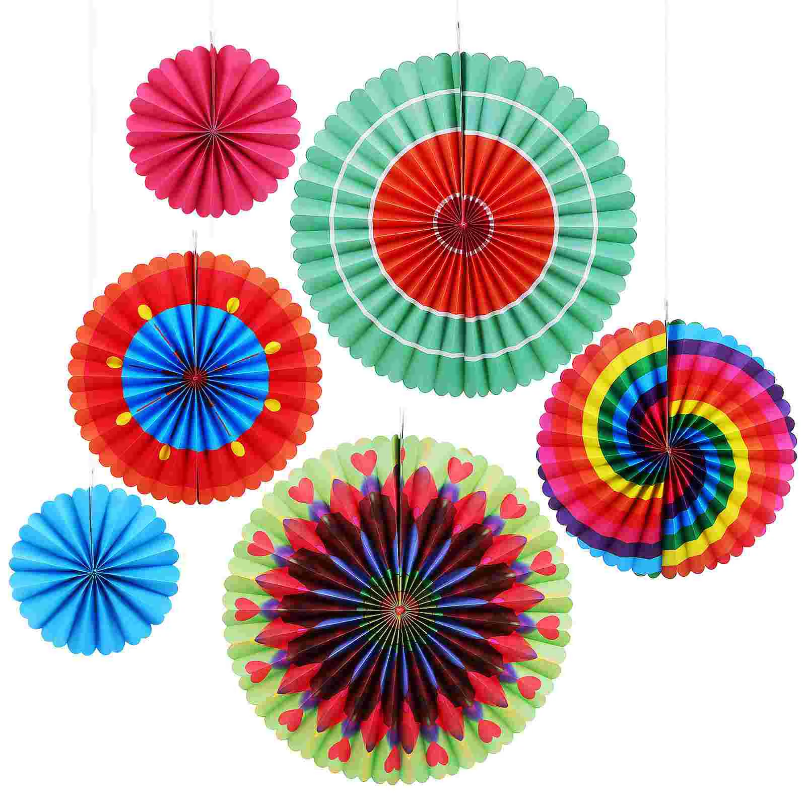 

6pcs Paper Fans Decorative Folding Paper Fans Decorations for Birthday Wedding Graduation Parties