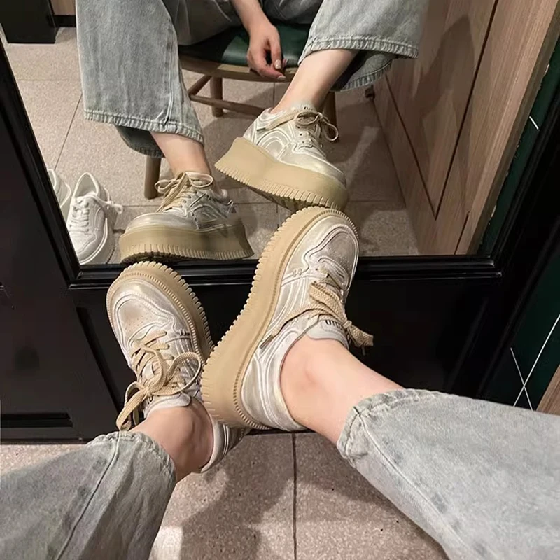 Кроссовки женские в стиле ретро повседневная Уличная обувь на шнуровке дышащие