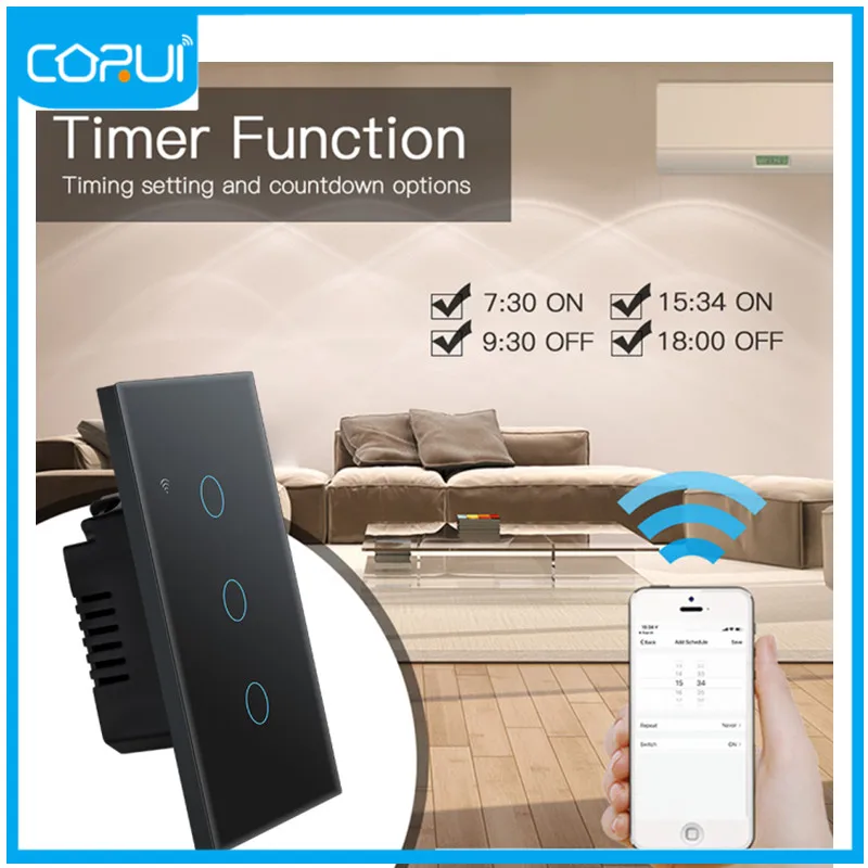 

Corui Tuya Smart Light Touch Switch Smart Panel Wifi APP Remote Control Work With Alexa Google Home Smart Life Gadgets Zero Fire