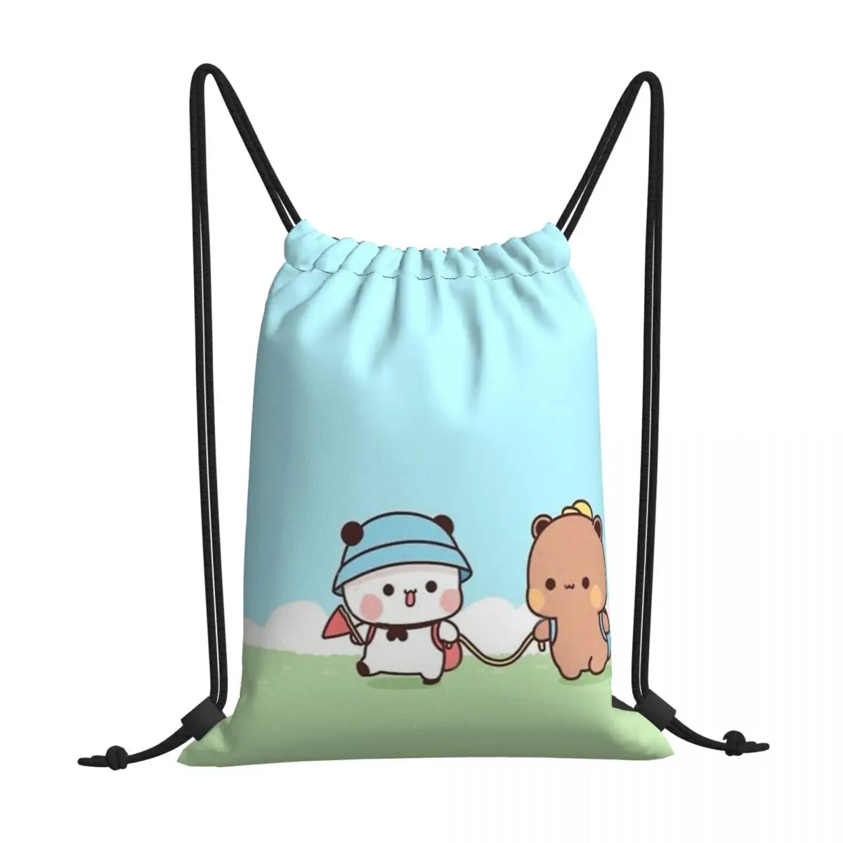 Bubu And Dudu Going Outside Together Peach Cat Cute Kawaii Drawstring Bags Gym Pouch 3D Print Backpack Shoe Bag
