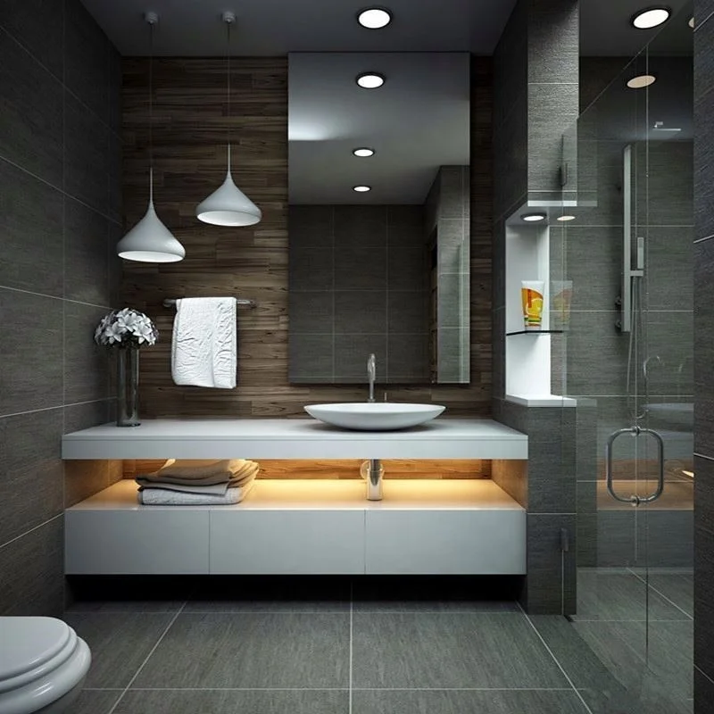 

High Quality Modern LED Custom Floating Vanity 1 Sink 2 Drawers Cabinet Wall Mount Bathroom Storage