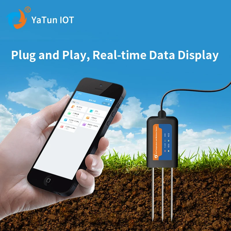 Фото IOT 4G Цифровой почвен Npk Ec Ph, гигрометр для растений, измеритель влажности, датчик подключения мобильных телефонов, тестер почвы 5-в-1 №4