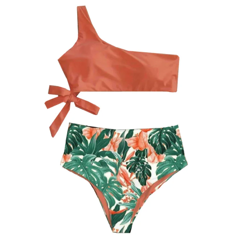 

Sexy Bikinis Women New One Shoulder Swimwear High Waist Swimsuit Bandage Bathing Suits Beach Wear Biquini Female