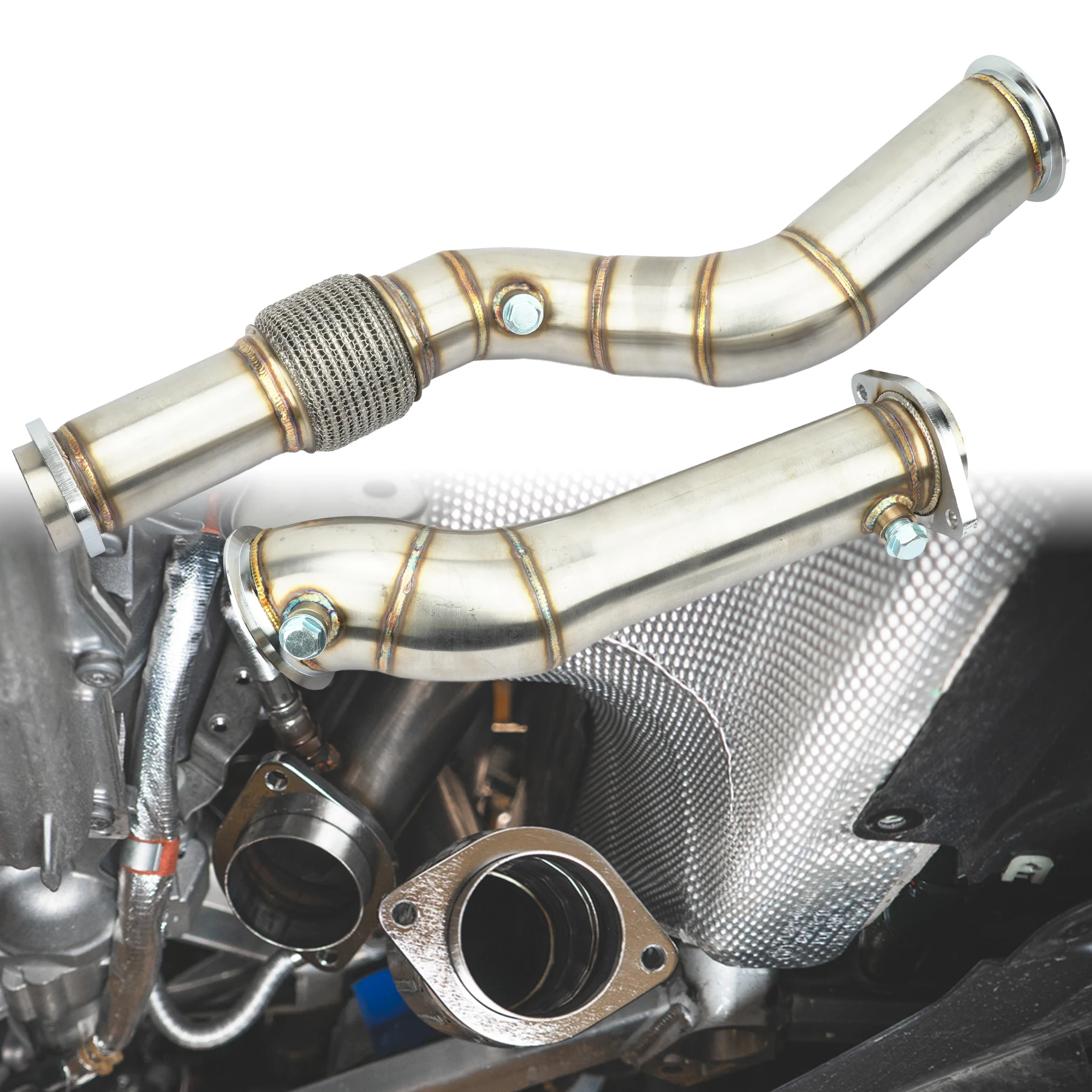 

Автомобильная выхлопная труба без ката для BMW M2 M3 M4 G80 G82 G83 G87 RWD AWD 2020-2023 LHD RHD Нержавеющая сталь 3-дюймовые потолочные трубы S58