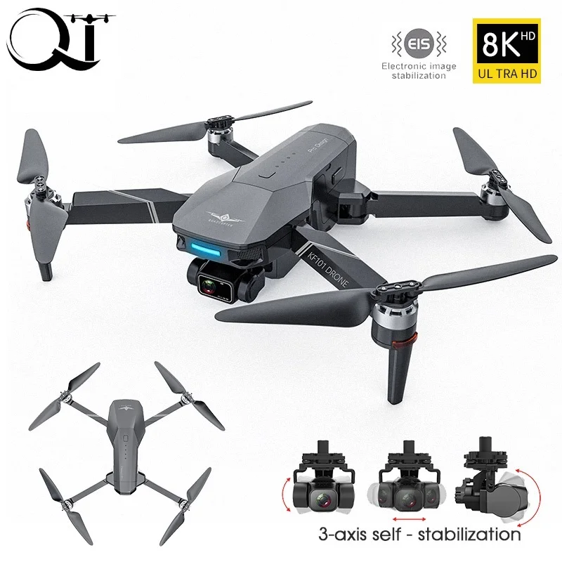 

Квадрокоптер QJ KF101, профессиональный Дрон 4K с HD камерой 8k, с функцией стабилизации, Wi-Fi, 3-осевой, бесщеточный, складной, с дистанционным управ...
