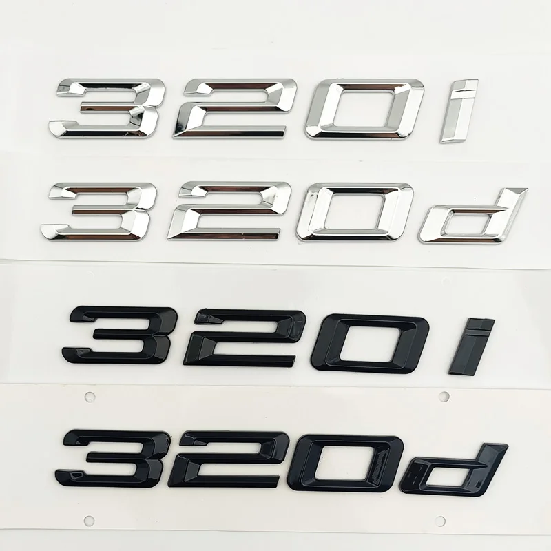 

Черные 3D хромированные Автомобильные буквы, Эмблема багажника, значок, логотип, наклейки для BMW 320i 320d E46 E90 E91 E92 E30 E36 F30, аксессуары