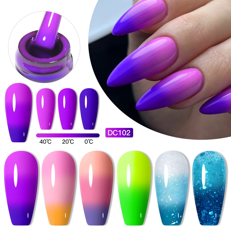 

Thermal Gel Nail Polish All for manicure Glitter Temperature Color Changing Semi Permanent Soak Off UV Nail Art Gel Varnishes