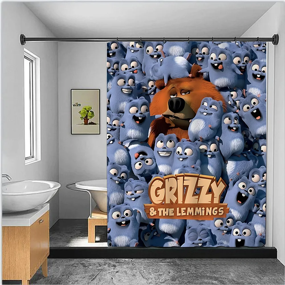 Водонепроницаемая шторка для душа яркие занавески ванной комнаты Grizzy and The lemings