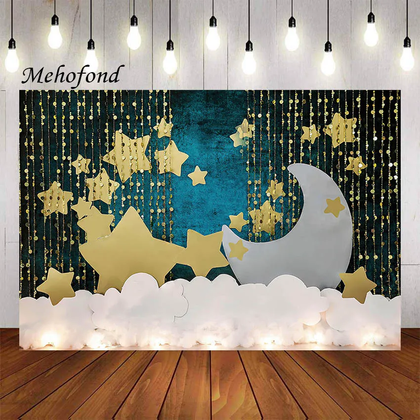 

Mehofond Photography Background Twinkle Twinkle Little Star Glitter Kids Birthday Party Cake Smash Decor Backdrop Photo Studio