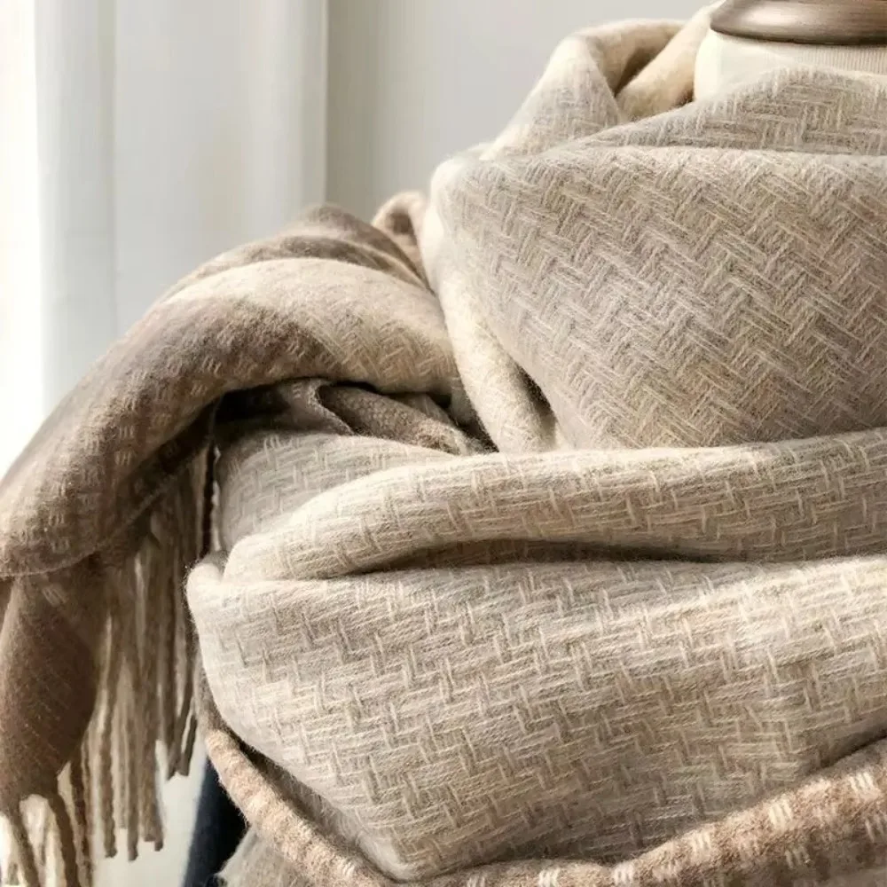 Утолщенный кашемировый шарф в корейском стиле ветрозащитный теплый утеплитель