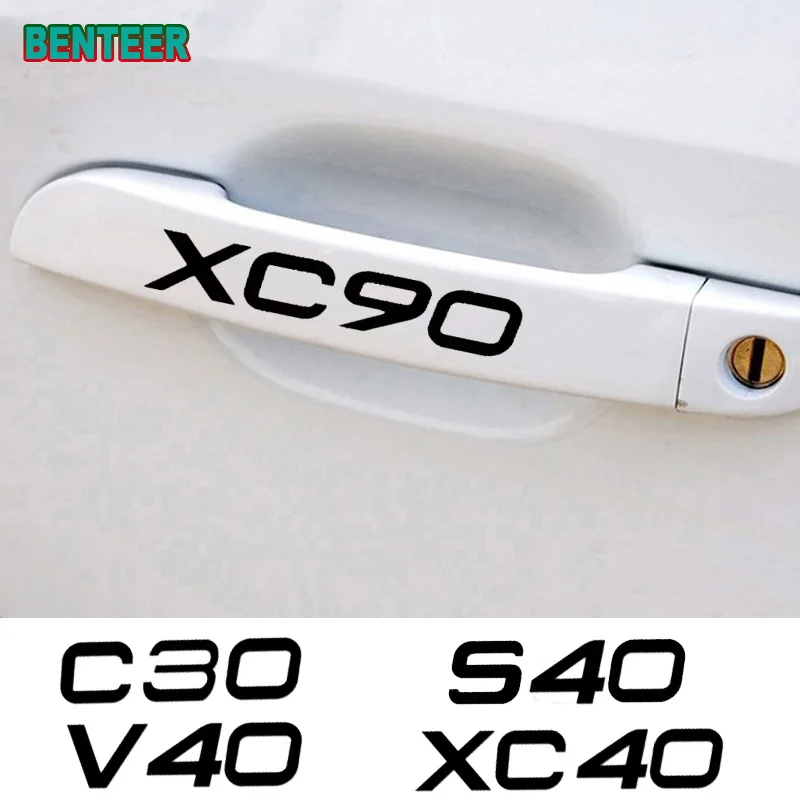 

4 шт. наклейки на дверные ручки для Volvo C30 C70 V40 V50 V60 V70 V90 S40 S60 S80 S90 XC40 XC60 XC70 XC90 AWD T6