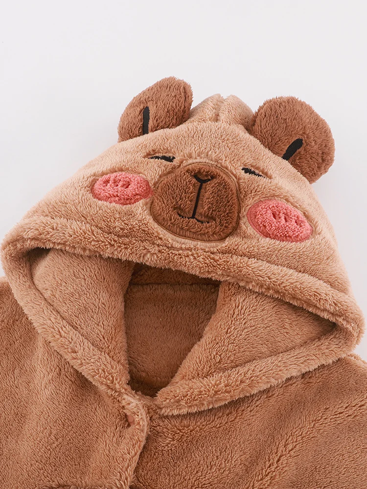 Новая коралловая бархатная одежда для сна милая капибара Loopy Chiikawa длинный халат с