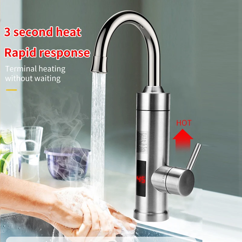 220V Water Heater Gourmet Kitchen Faucet Instant Electric Water Heater Temperature Display Cold Water Heating 3000W Water Heater