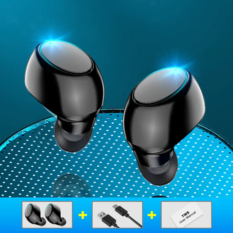 

Tws Wireless Headphones Bluetooth Earphones Stereo HIFI Earbuds Headsets With Mic USB Charging cable For Sports Game Smartphones