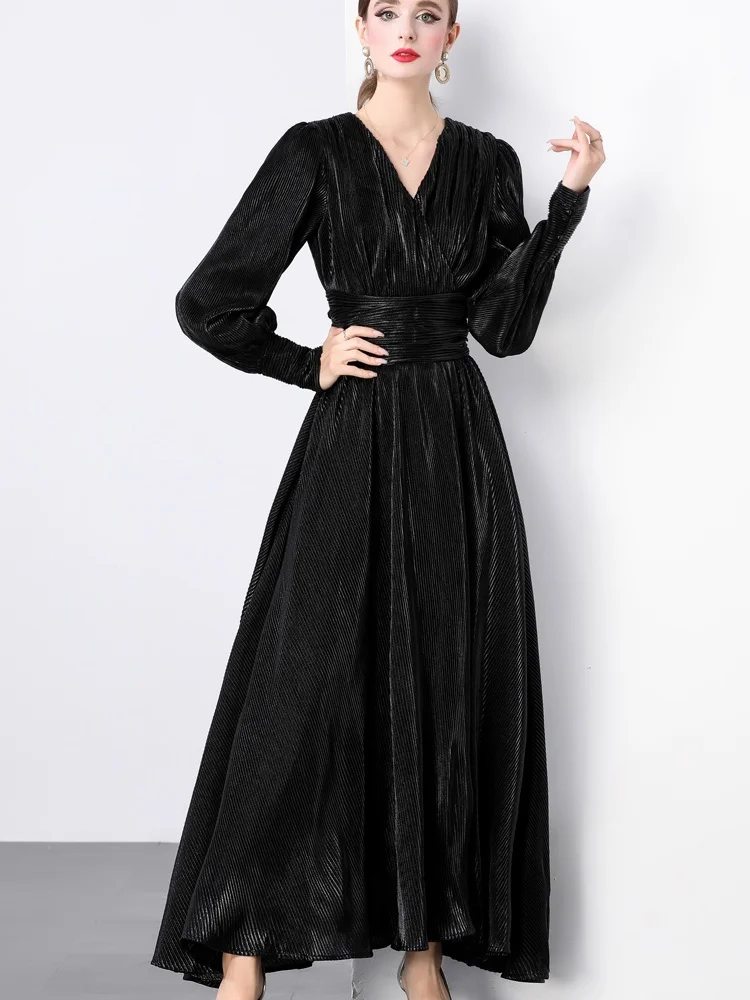 Женское Плиссированное Платье Макси SMTHMA элегантное платье во французском стиле