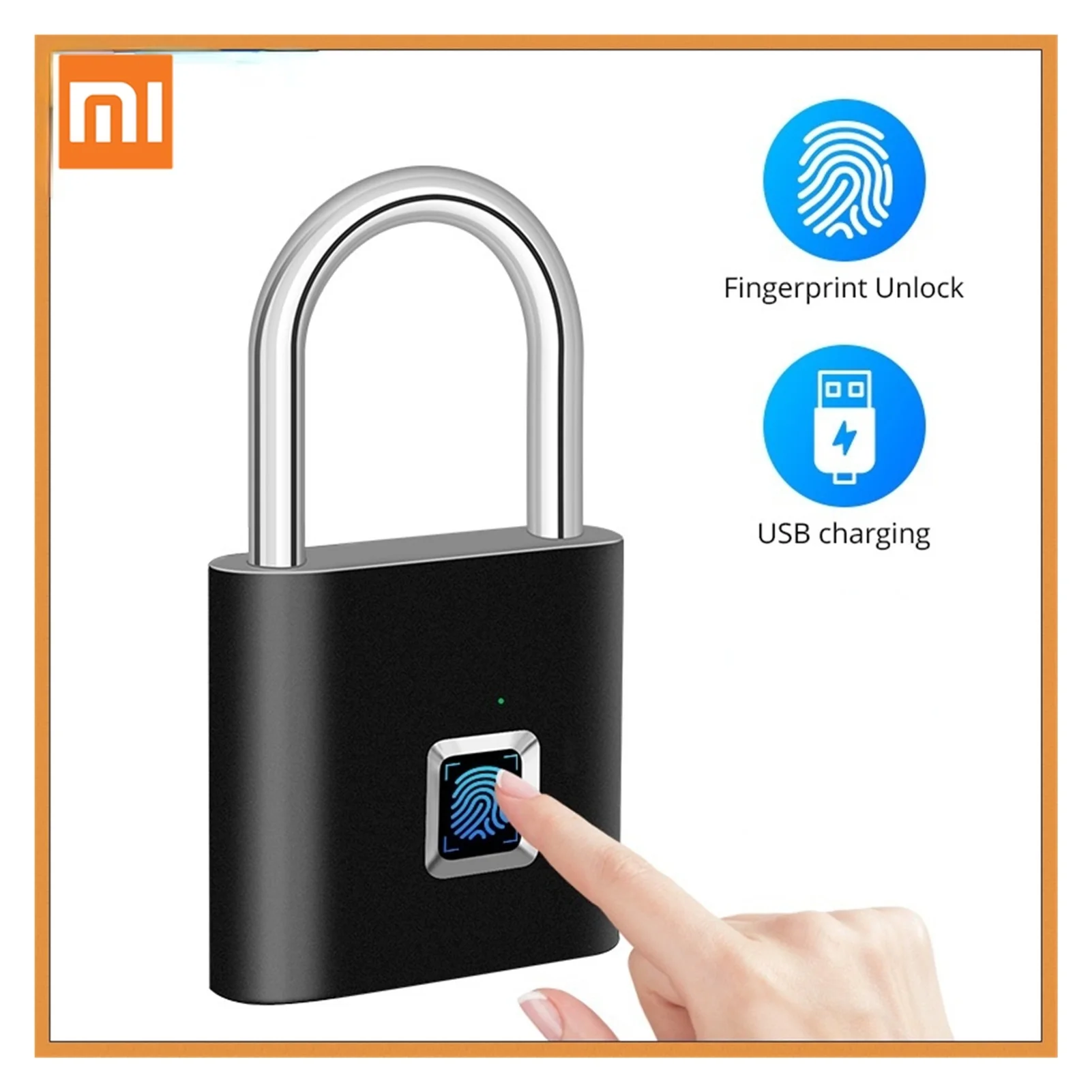 

NEW Xiaomi Keyless USB Charging Fingerprint Lock Smart Padlock Door Lock 0.1sec Unlock Portable Anti-theft Fingerprint Padlock