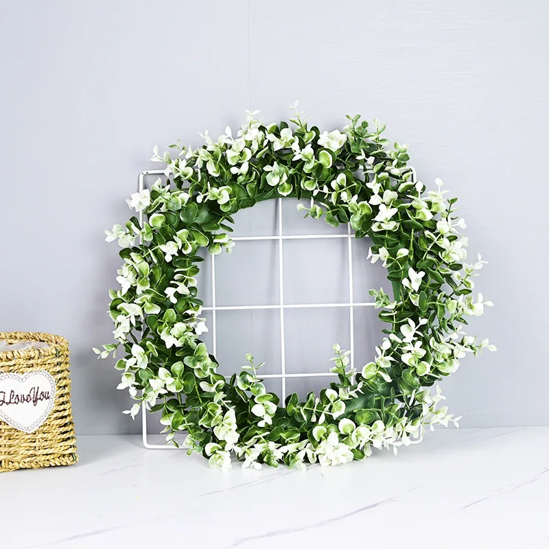 

Simple door decoration diy Eucalyptus garland pastoral American wedding photography window background venue layout props