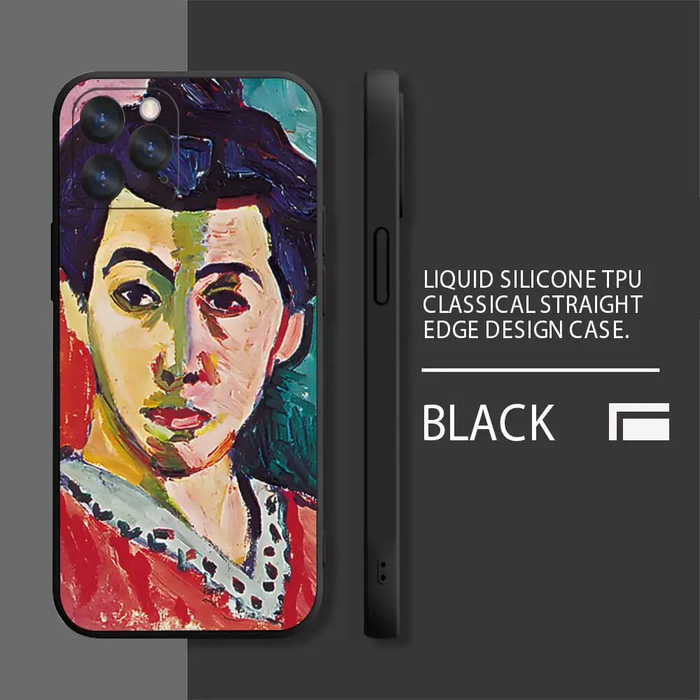 Чехол для телефона Henri Matisse Art MINISO черный TGU Iphone 16 Pro Max 15 14 13 Mini 11 12 Xr X Xs 7 8 Plus чехол Samsun