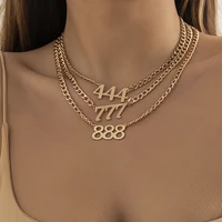 ingemark simple angel lucky number pendant necklaces for women men collares vintage iron thin chain choker birthday jewelry gift