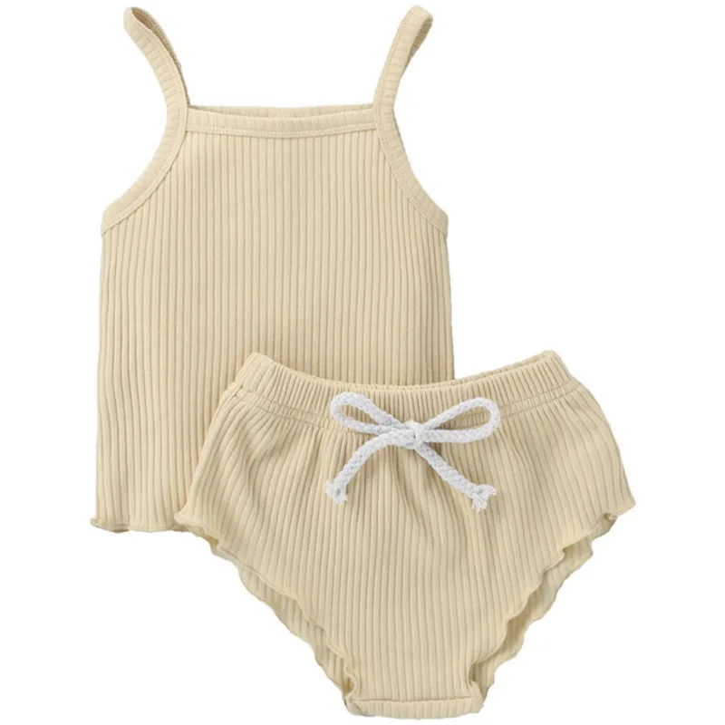 

Bobora 2021 Summer Newborn Baby Set Baby Girl Infant Children's Clothing Pit Strip Sleeveless Top Briefs Baby Suit