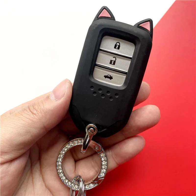 

Милый чехол для автомобильного ключа в виде кошки для Honda Civic, женская модель, городской браслет для BRV Jazz Accord Jade Crider Odyssey, подходит для летчика